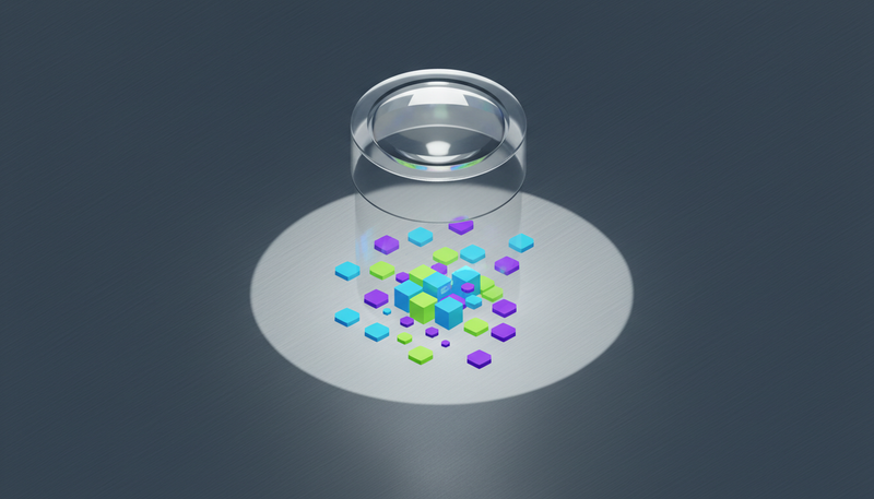 لنز استوانه‌ای متمرکز بر آیکون‌های داده، تجسم تکنیک‌های فشرده‌سازی کانتکست برای نگهداری تاریخچه با هزینه پایین.