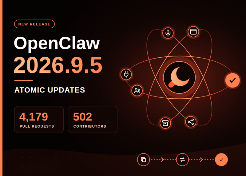 OpenClaw نسخه ۲۰۲۶.۹.۵ را با قابلیت بهروزرسانی اتمی و بارگذاری مجدد پلاگین منتشر کرد