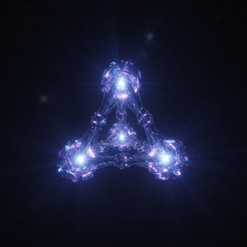 ساختار انتزاعی نورانی چهار گره هوشمند که ستون‌های معماری ایجنت را در فضای تاریک نمایان می‌کند